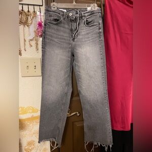 Zara Women's Distressed Gray Straight Leg Jeans NWOT